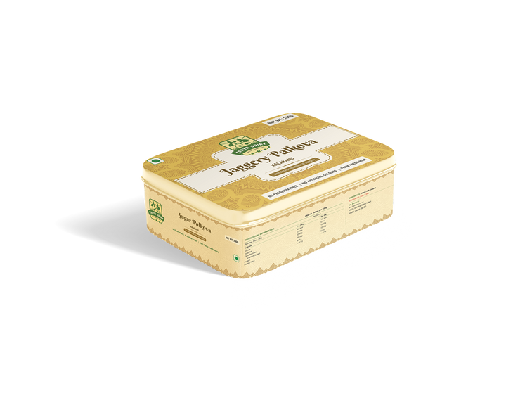 Jaggery Palkova 200g box mockup - Traya Dairy product packaging