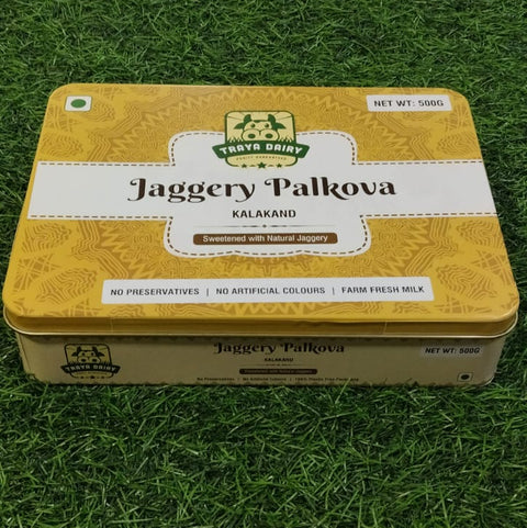 Jaggery Palkova texture close-up - farm-fresh milk slow-cooked in iron pan